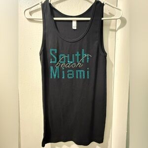 Bella Canvas Black Tank Top with Teal Accents